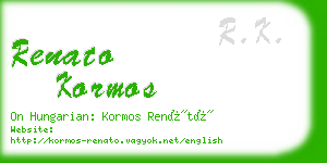 renato kormos business card